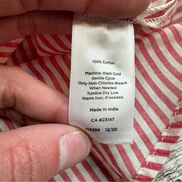 Talbots Women's Sheer Striped Blouse White Red XS Extra Small Button Closure Top - Picture 12 of 16